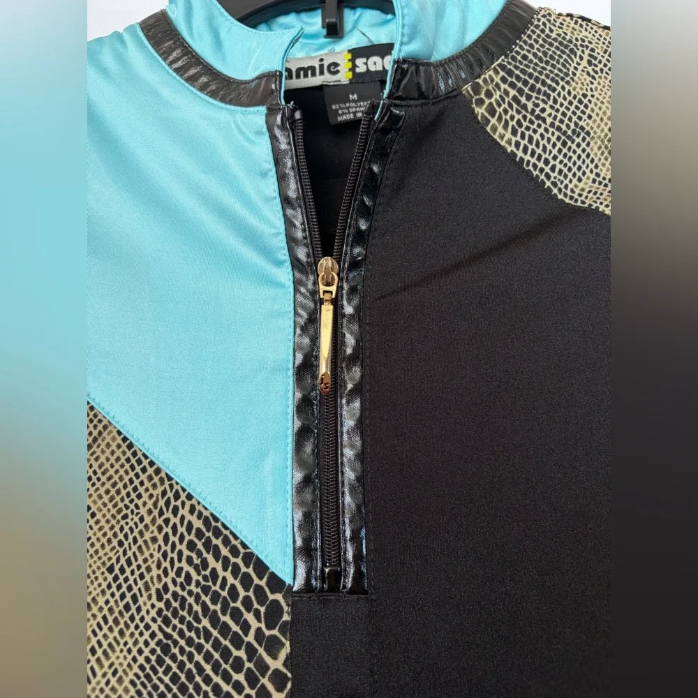 Jamie Sadock‎ geometric sleeveless 1/4 zip performance shirt